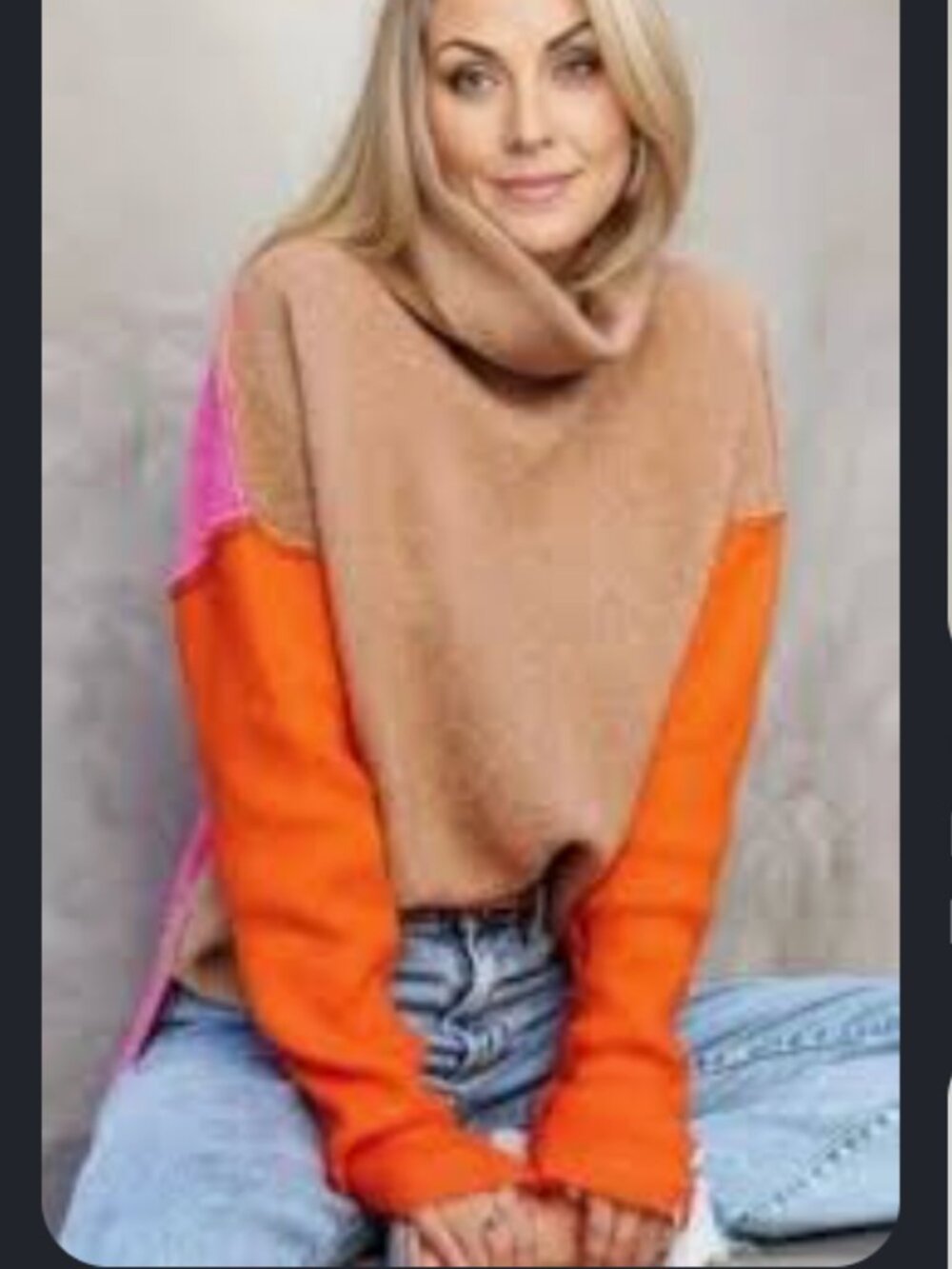 Lumiere Colorblock Oversized Cowl Neck Sweater Size Small Soft Cozy